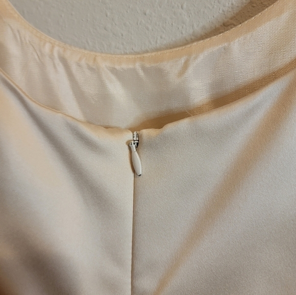 Floor Length Satin Cream Dress by Ever Beauty Formal Size 10 - Picture 6 of 8